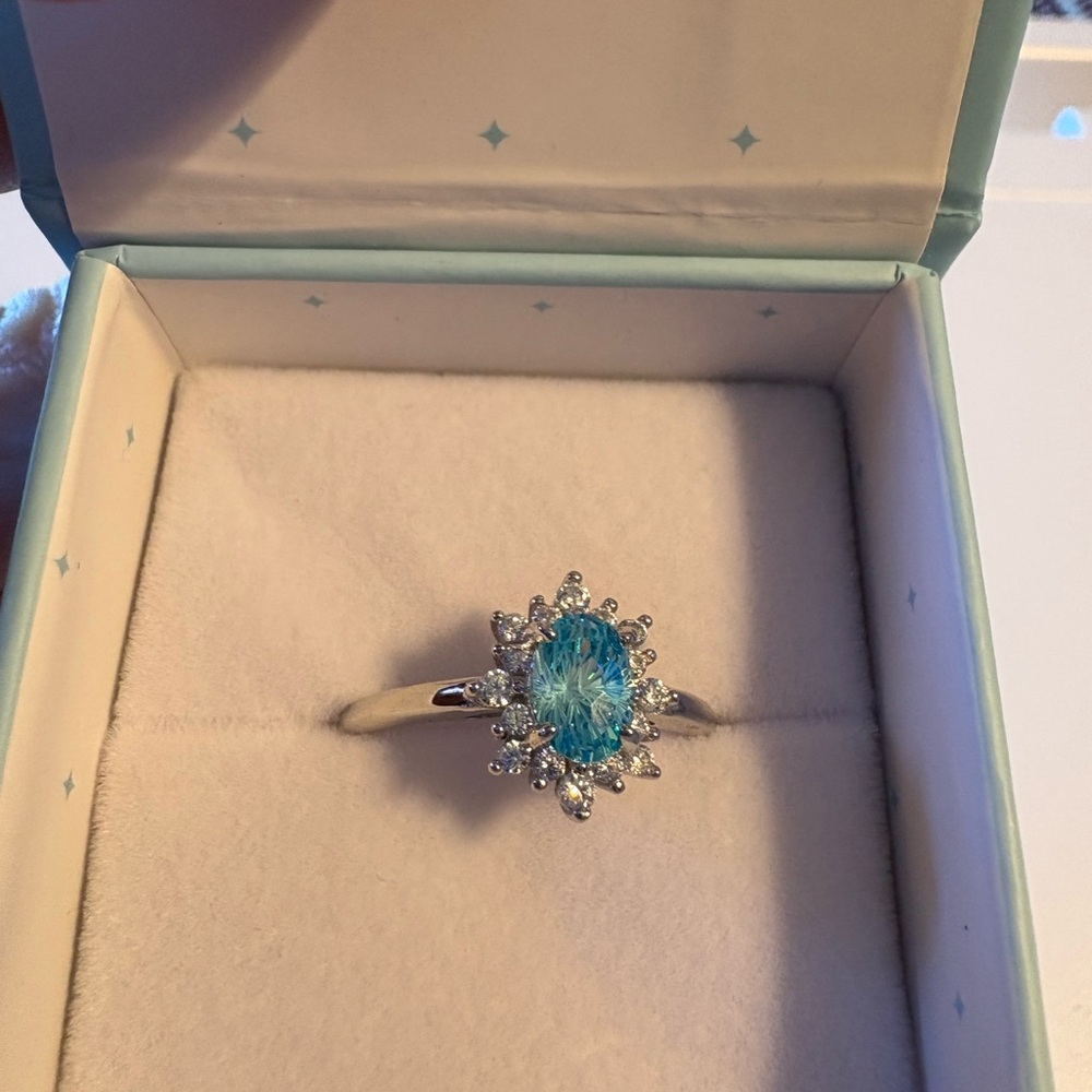Blue Halo Statement Ring with Silver Band